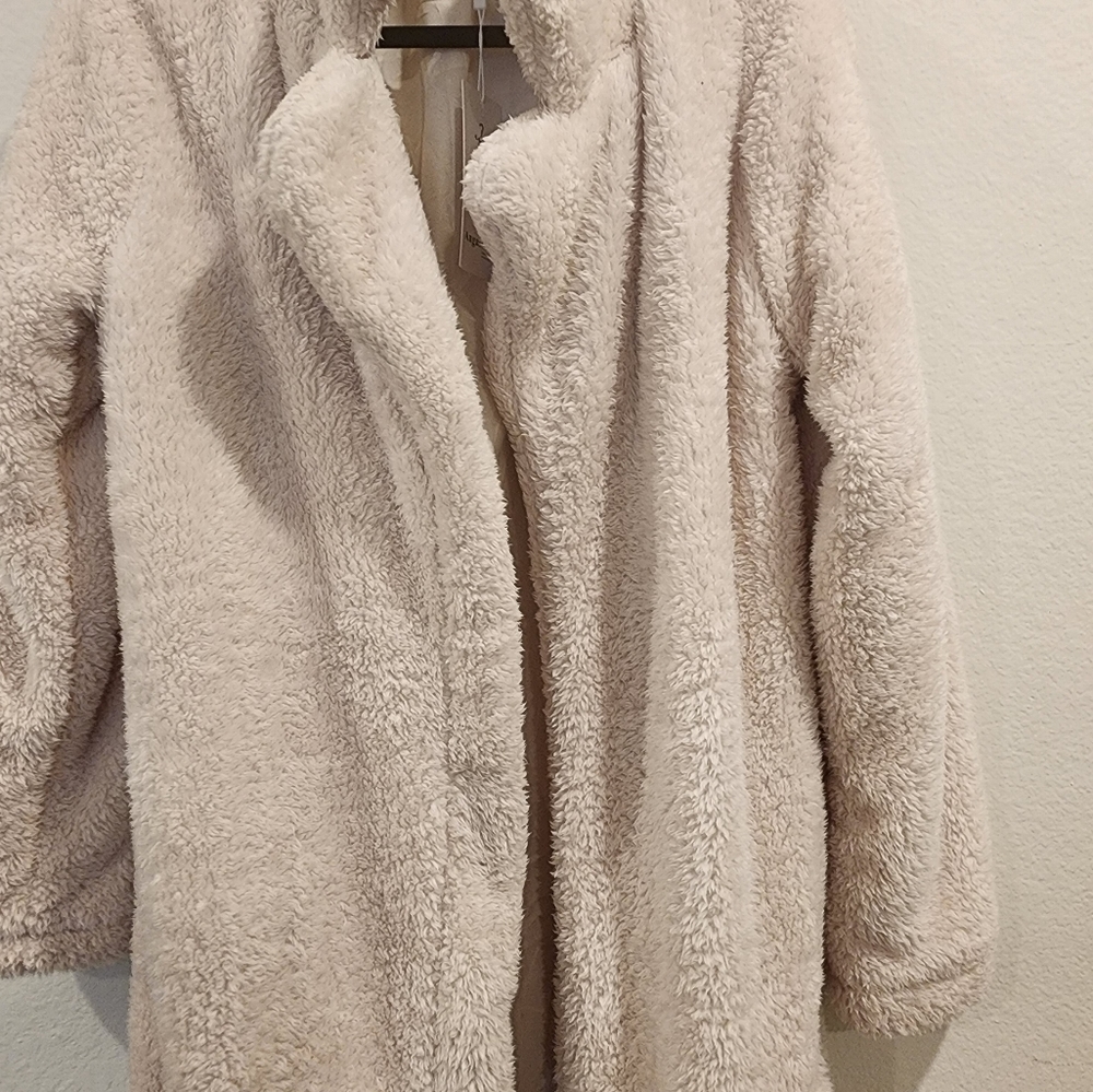 Women's Fuzzy Fleece Lapel Open Front Long Cardigan Coat Faux Fur Warm